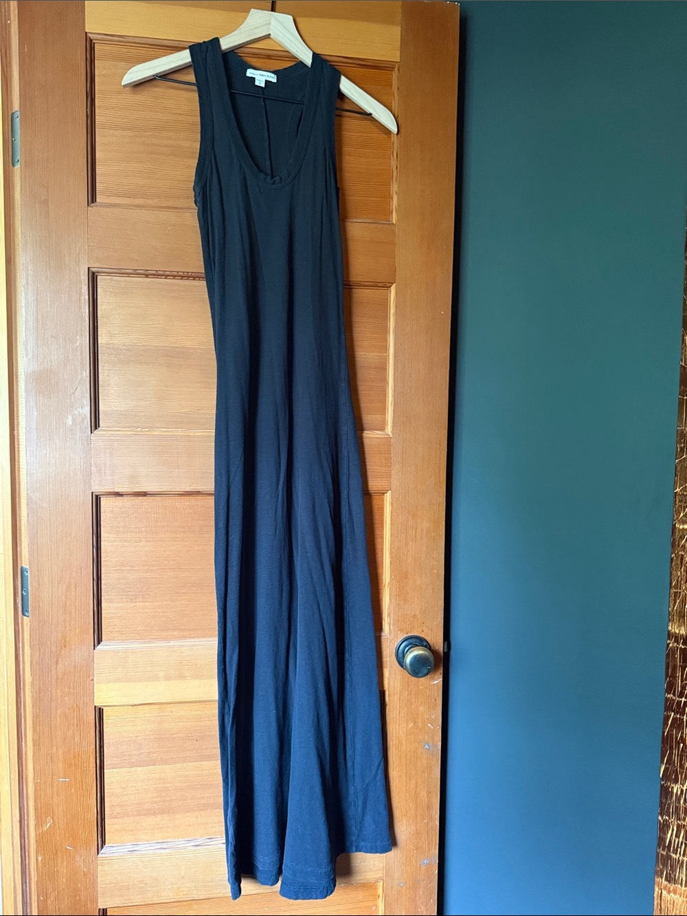 James Perse Black Sleeveless Racerback Scoop Neck Maxi Dress